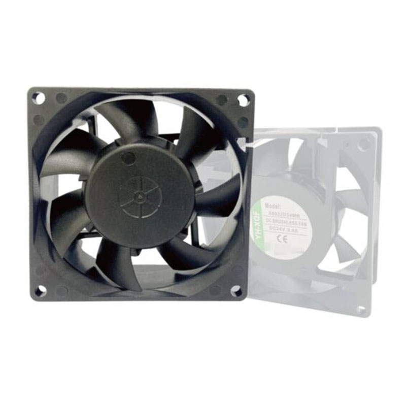 80x80x32mm DC Axial Fan, 12–48V, Ball Bearing