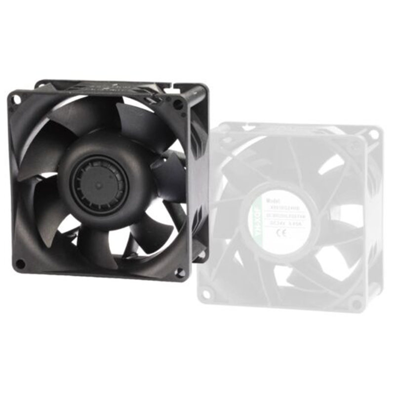 80x80x38mm DC Axial Fan, 12–48V, Ball Bearing