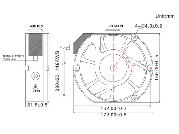 Cooling AC Axial Fan 172x150x51mm 110V 220V 380V-2.jpg